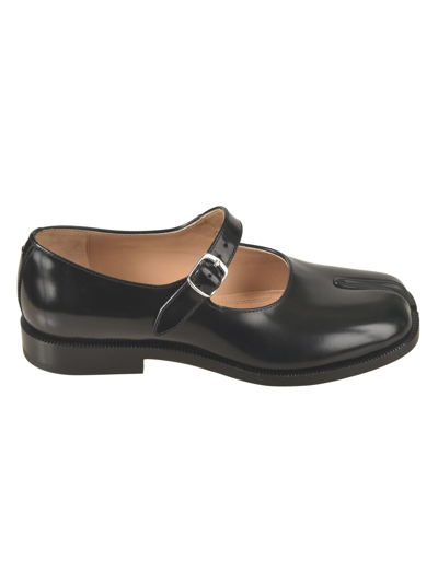 Maison Margiela Tabi Split-toe Leather Mary Jane Flats In Black