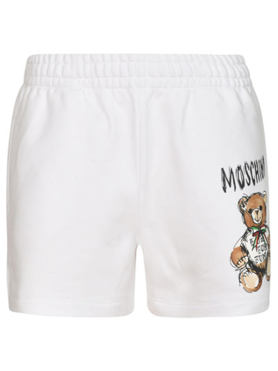 Moschino Logo Bear Shorts In White