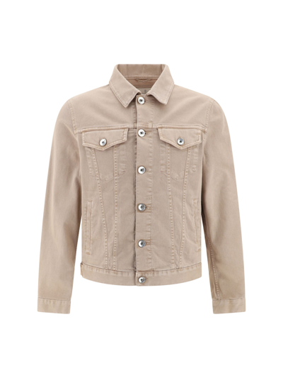 Brunello Cucinelli Men's Garment Dyed Comfort Cotton Lightweight Denim Four Pocket Jacket In Brown