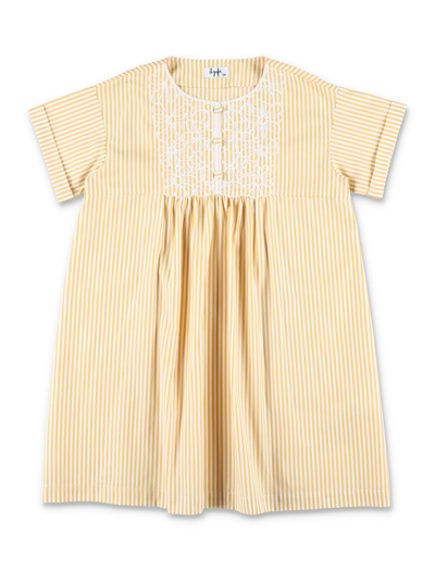 Il Gufo Kids' Striped Dress In Yellow