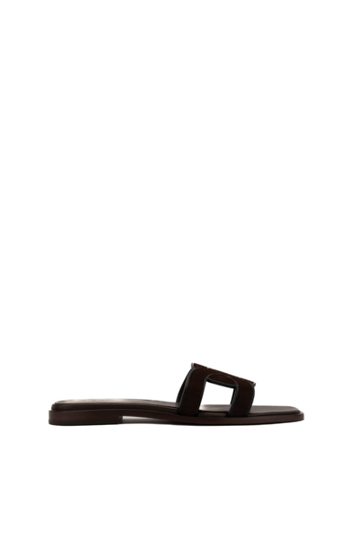 Tod's Leather Sandals With Brown Logo