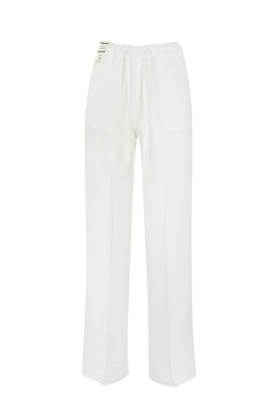 Re-hash Linen Palazzo Trousers In Bianco