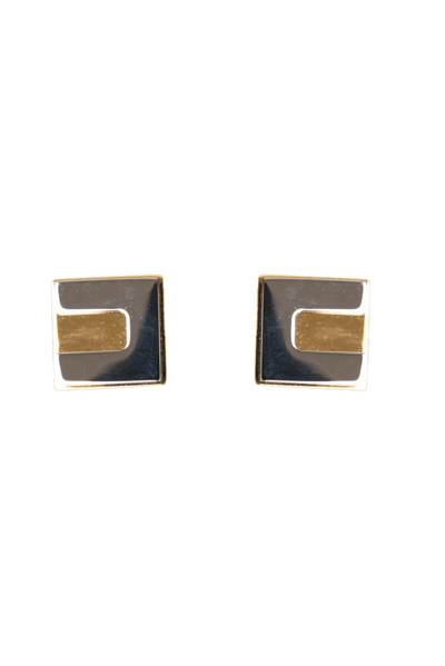 Elisabetta Franchi Cube Logo Earrings In Oro Giallo