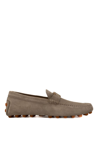 Tod's Suede Moccasins With Rubber Pebbles In Grey