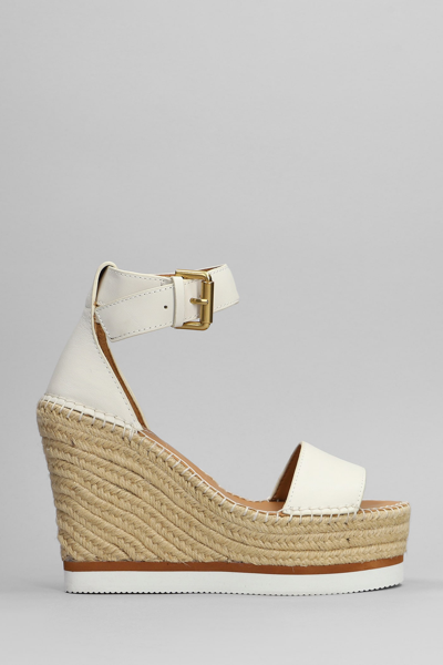 See By Chloé Glyn Wedges In Beige Leather