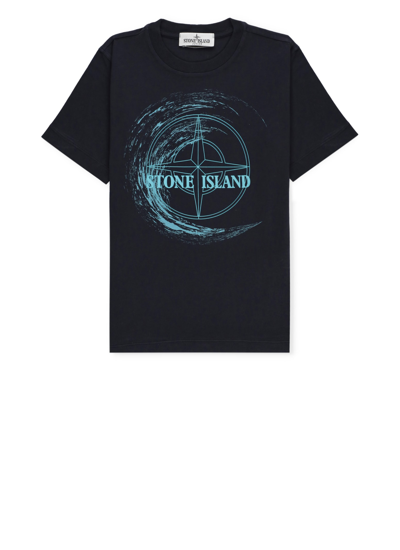 Stone Island Kids' Cotton T-shirt In Blue
