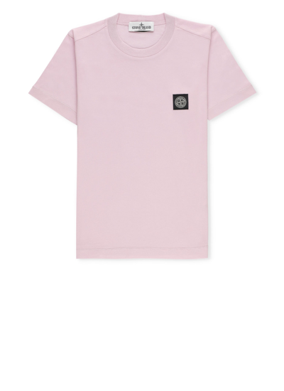 Stone Island Kids' Cotton T-shirt In Pink