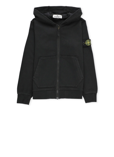 Stone Island Kids' Cotton Sweartshirt With Logo In Black