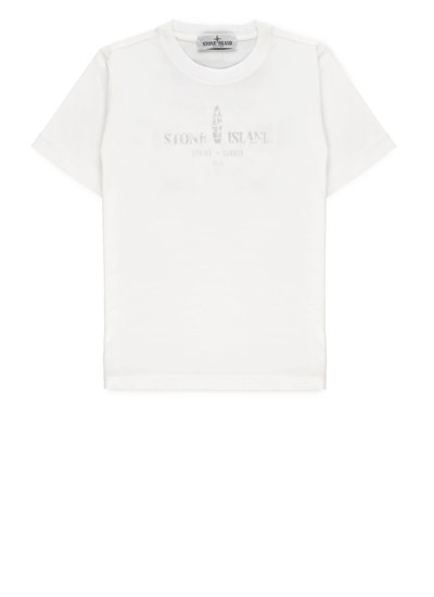 Stone Island Kids' Cotton T-shirt In White