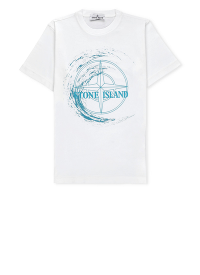 Stone Island Kids' Cotton T-shirt In White