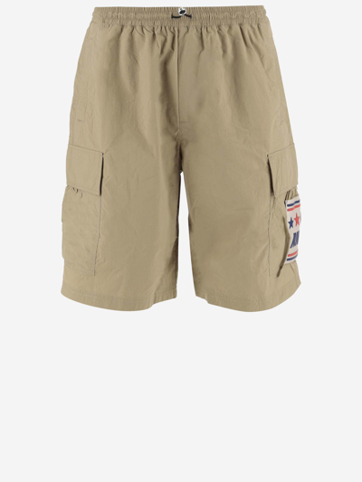 Autry Nylon Cargo Short Pants With Logo In Khaki