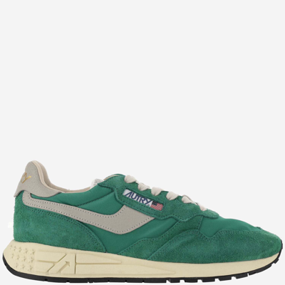 Autry Reelwind Low Nylon And Suede Sneakers In Wht/green