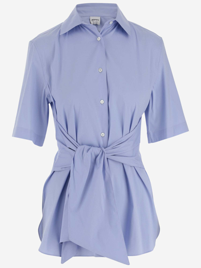 Aspesi Cotton-blend Shirt In Clear Blue