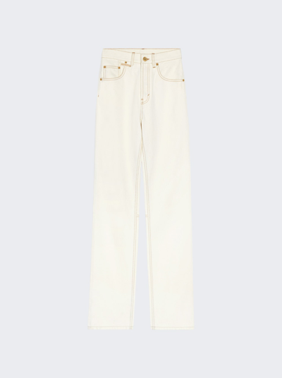 Jacquemus Le De- Nîmes Droit Jeans In Off-white And Tabacco