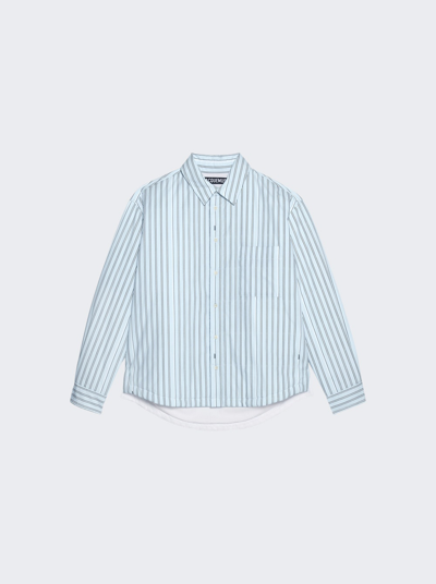 Jacquemus La Chemise Boulanger Puffed Overshirt In Pint Blue Stripe