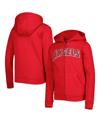 OUTERSTUFF BIG BOYS AND GIRLS RED LOS ANGELES ANGELS WORDMARK FULL-ZIP FLEECE HOODIE