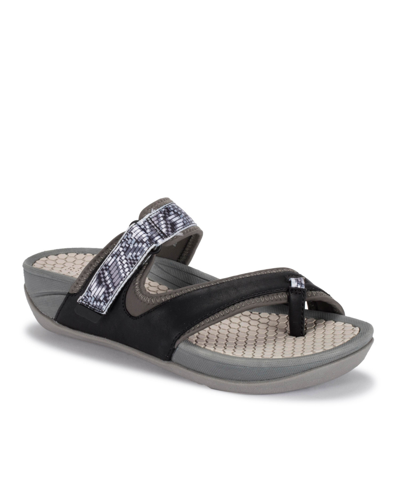 Baretraps Deserae Womens Faux Leather Slip On Sport Sandals In Dark Gray
