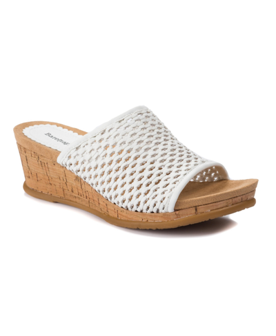 Baretraps Flossey Platform Slide Wedge Sandals In White - Textile,manmade,canvas