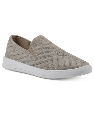 White Mountain Upbear Slip On Sneakers In Gold Fabric