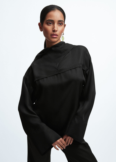 Other Stories Cowl Neck Shirt In Black