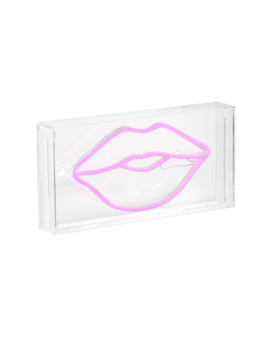 Jonathan Y Lips Contemporary Glam Acrylic Box Usb Operated Led Neon Light In Pink