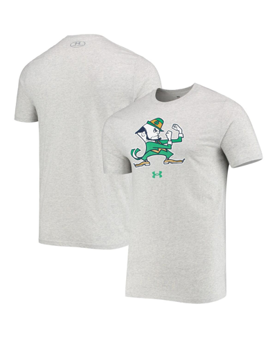 Under Armour Men's  Heathered Gray Notre Dame Fighting Irish Mascot Logo Performance Cotton T-shirt In Heather Gray