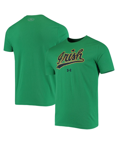 Under Armour Men's  Kelly Green Notre Dame Fighting Irish Wordmark Logo Performance Cotton T-shirt