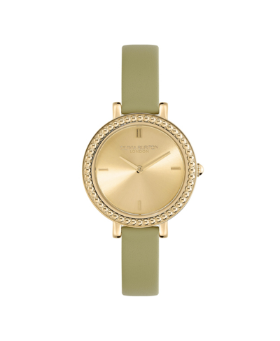 Olivia Burton Women's Vintage-like Bead Green Leather Watch 30mm In Gold