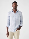 Faherty Laguna Linen Shirt In Light Blue Melange