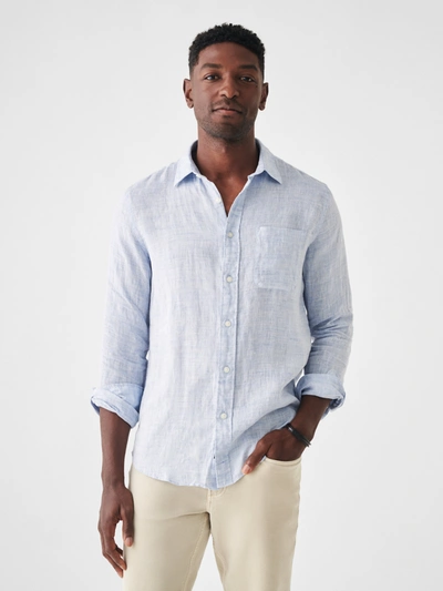 Faherty Laguna Linen Shirt In Light Blue Melange