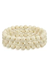 Bling Jewelry Set Of 3 Semiprecious Stone Beaded Stretch Bracelets In Brown