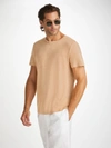 Derek Rose Mens Sand Jordan Crewneck Linen T-shirt