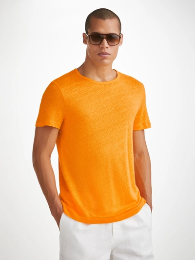 Derek Rose Men's T-shirt Jordan Linen Tangerine In Orange