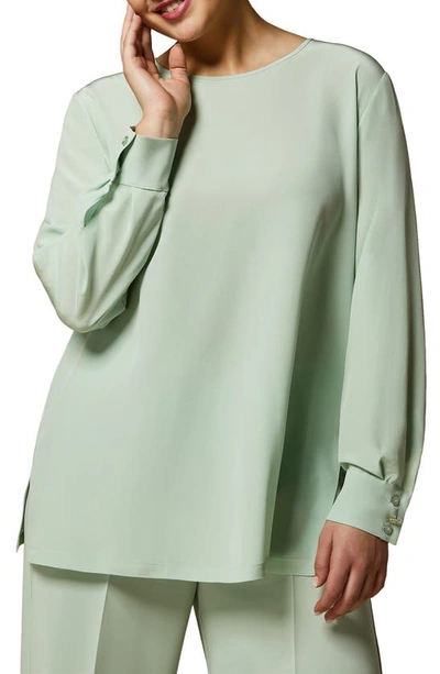 Marina Rinaldi Kelly Silk Crepe De Chine Blouse In Light Green