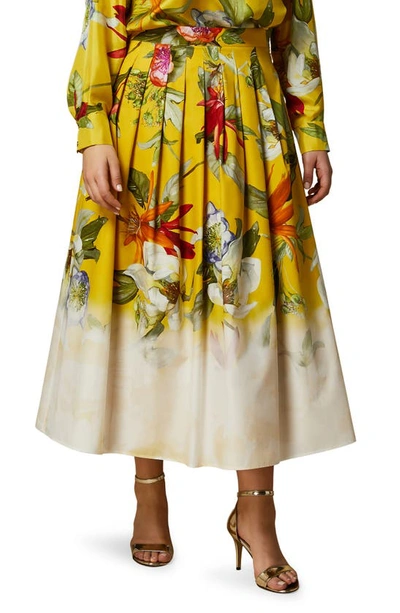 MARINA RINALDI ABACO PLACED FLORAL PRINT COTTON SKIRT