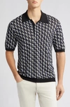 Rag & Bone Vaughn Geometric Jacquard Polo In Navy Multi