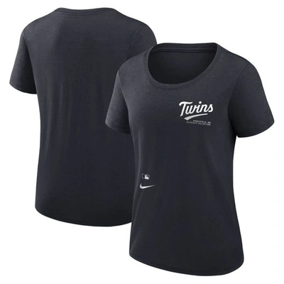 NIKE NIKE NAVY MINNESOTA TWINS AUTHENTIC COLLECTION PERFORMANCE SCOOP NECK T-SHIRT