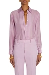 TOM FORD PLEATED SILK BATISTE BUTTON-UP SHIRT