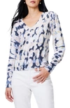 Nic + Zoe Rolling Clouds V-neck Sweater In Blue Multi