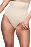 Skims Seamless Sculpt High Waist Thong In Clay