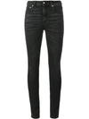 SAINT LAURENT WASHED BLACK MID RISE SKINNY JEANS,487340Y869L12254174