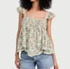 Free People Nala Printed Babydoll Top In Sweet Mint Combo In Multi