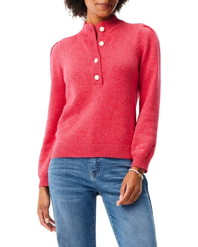 Nic + Zoe Nic+zoe Button Henley Sweater In Pink