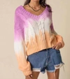Blue Blush Tie Dye Sweater In Purple/white/coral In Multi