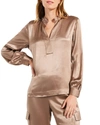 Nic + Zoe Elevated Split Neck Textured Satin Top In Multi