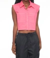 Pistola Liam Sleeveless Button Down Shirt In Pink Punch In Pink