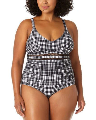 Anne Cole Trim Insert Tri One-piece In Blue