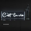 JONATHAN Y C'EST LA VIE 20" X 6" CONTEMPORARY GLAM ACRYLIC BOX USB OPERATED LED NEON LIGHT