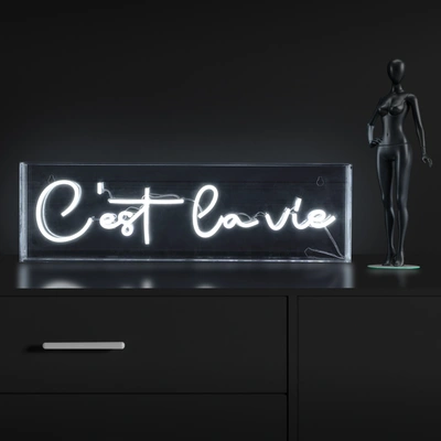 Jonathan Y C'est La Vie 20" X 6" Contemporary Glam Acrylic Box Usb Operated Led Neon Light