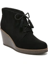 Dr. Scholl's Shoes One Love Womens Faux Suede Round Toe Wedge Boots In Black